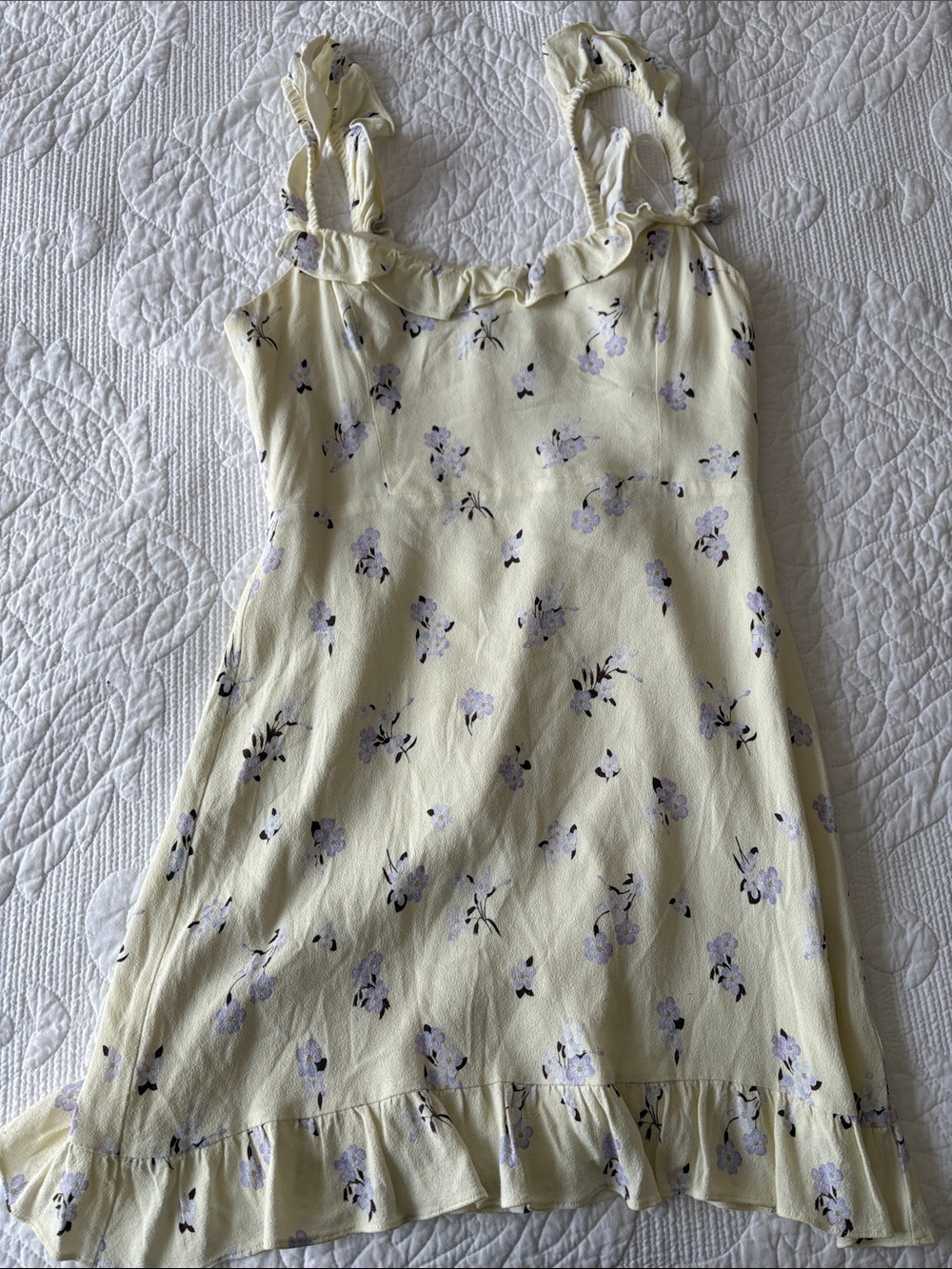 Aritzia Cream Slip Dress with Lavender Floral Print